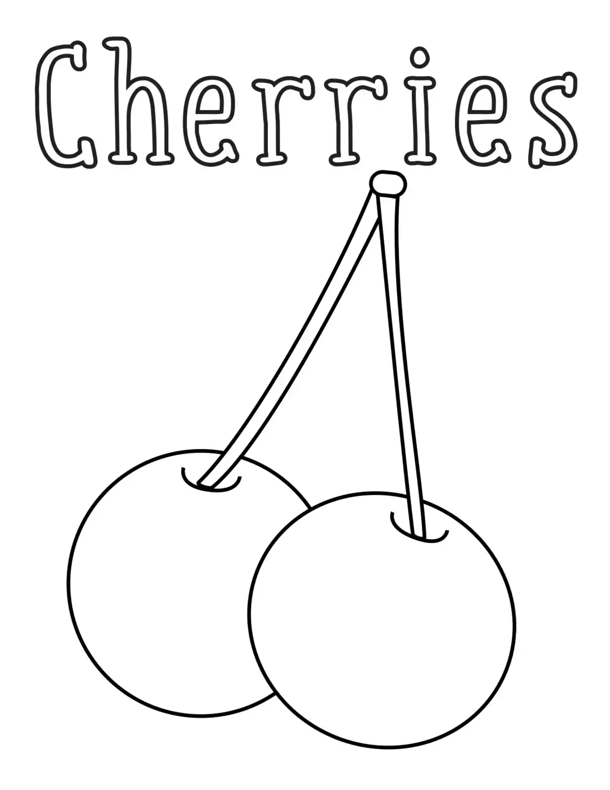 Cherries Fruit Kids Coloring Pages Pdf